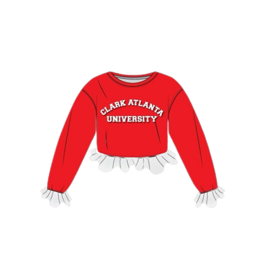 Clark Atlanta University Crochet Crop - Red/Cream