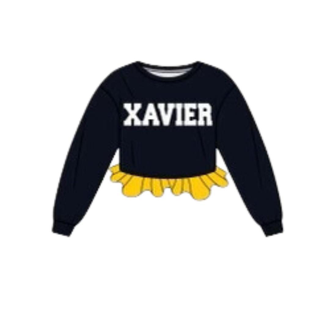 Xavier University Crochet Crop - Black/Yellow