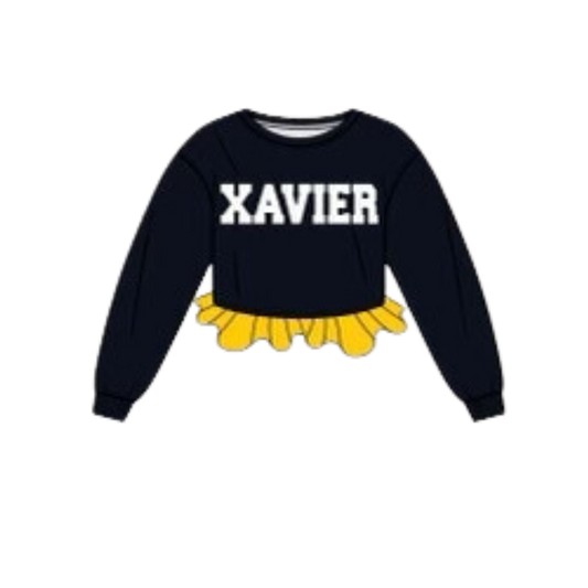 Xavier University Crochet Crop - Black/Yellow