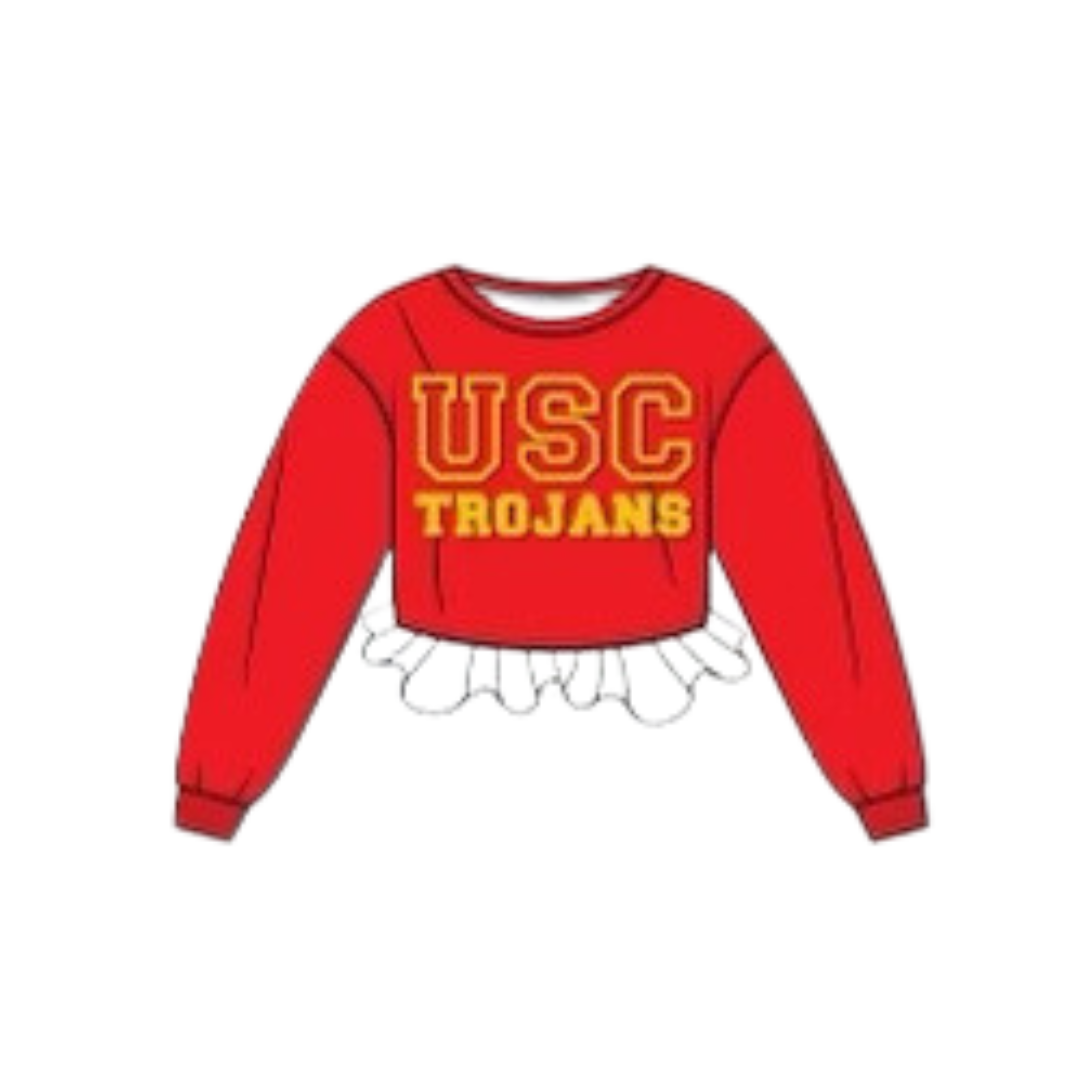 USC Crochet Crop - Red/Cream