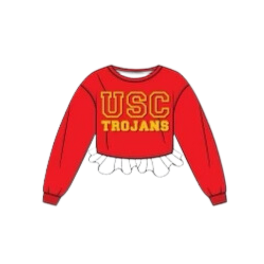 USC Crochet Crop - Red/Cream
