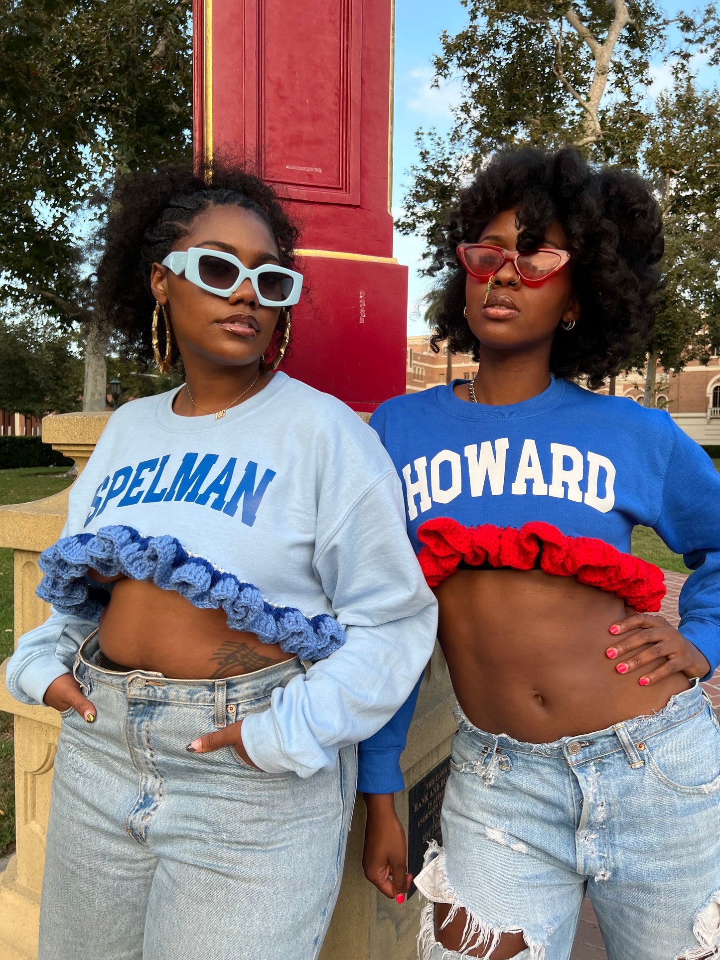 Spelman Crochet Crop - Blue/Blue