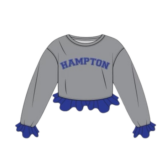 Hampton Crochet Crop - Grey/Blue