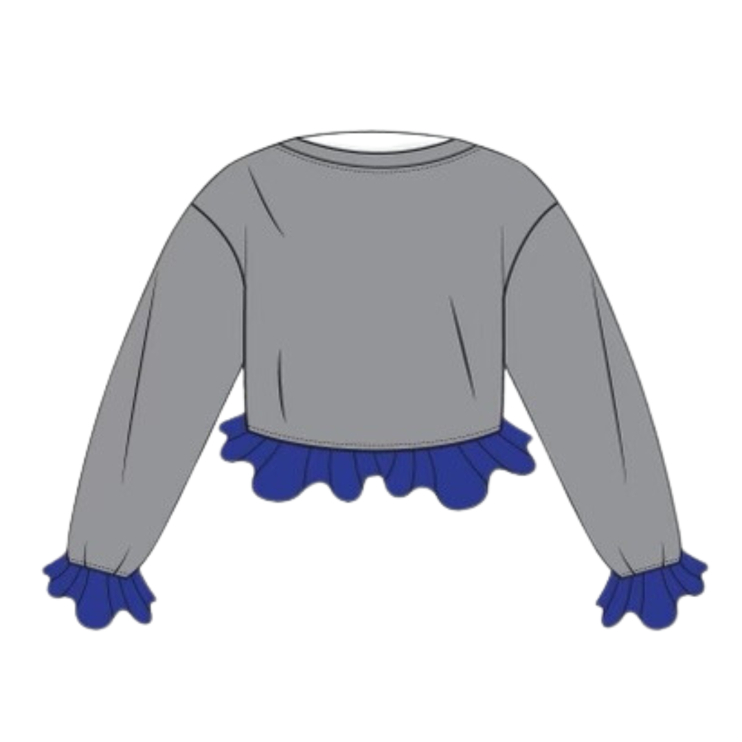 Hampton Crochet Crop - Grey/Blue