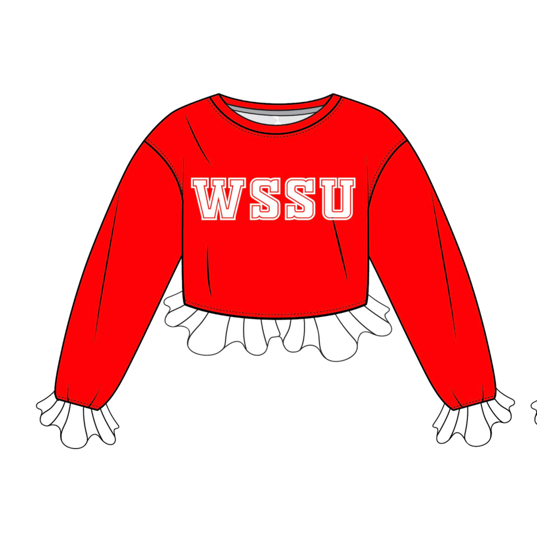 Winston-Salem State University Crochet Crop - Red/White