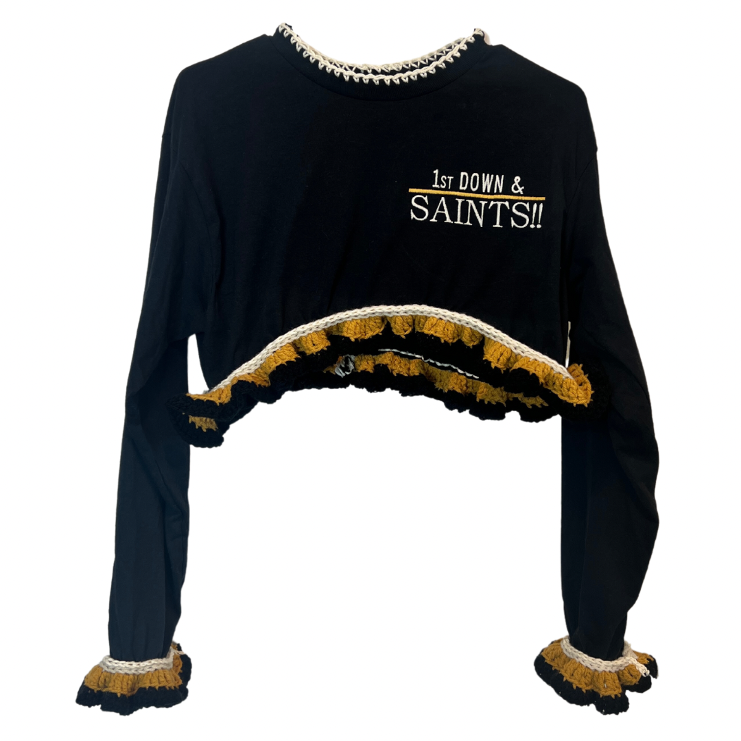 SAINTS Crochet Cropped T-Shirt