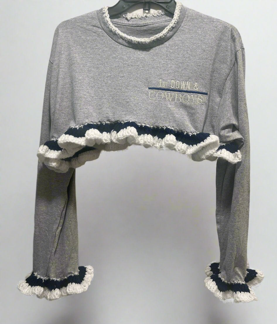 COWBOYS Crochet Cropped T-Shirt