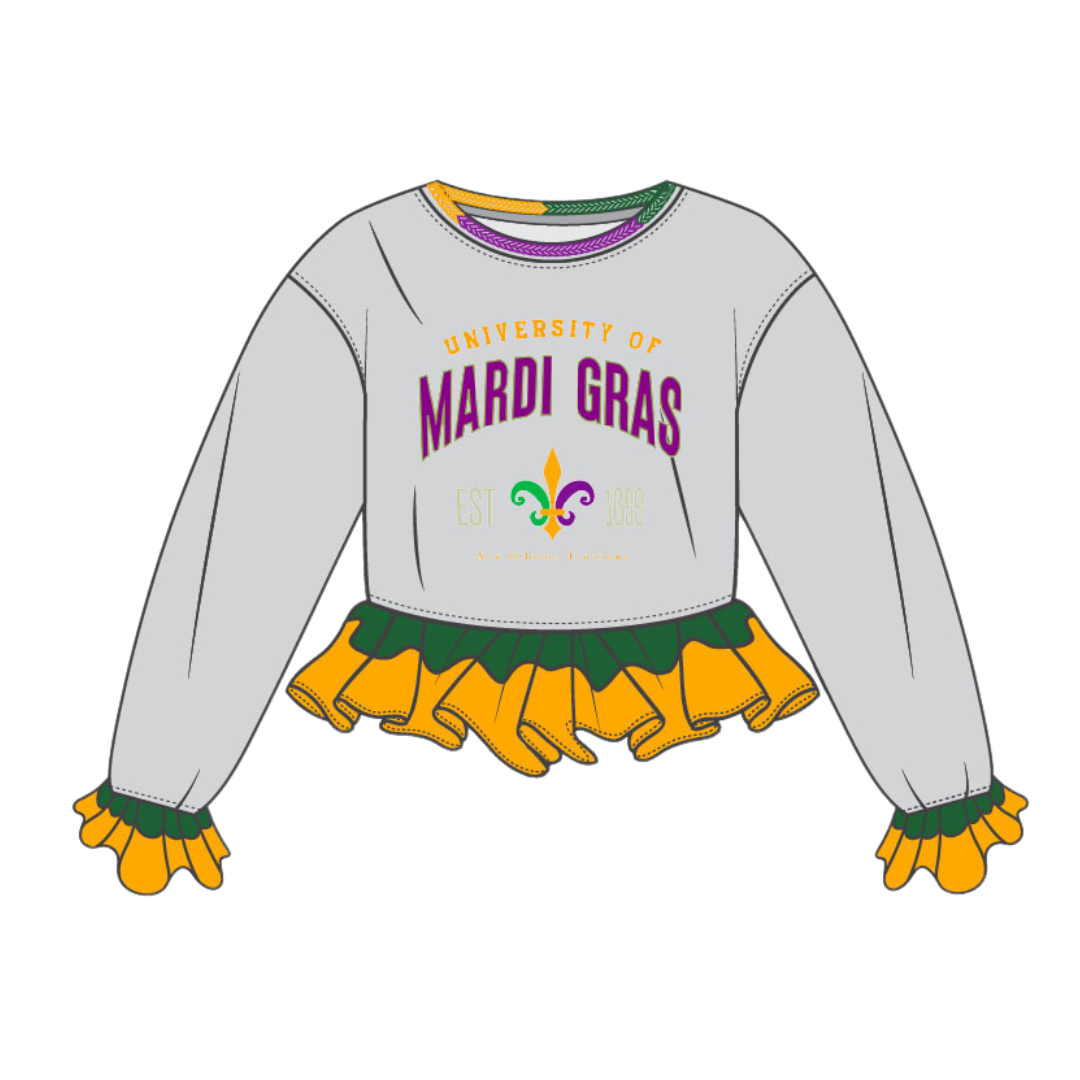 Mardi Gras Crochet Crop Sweatshirt - Grat