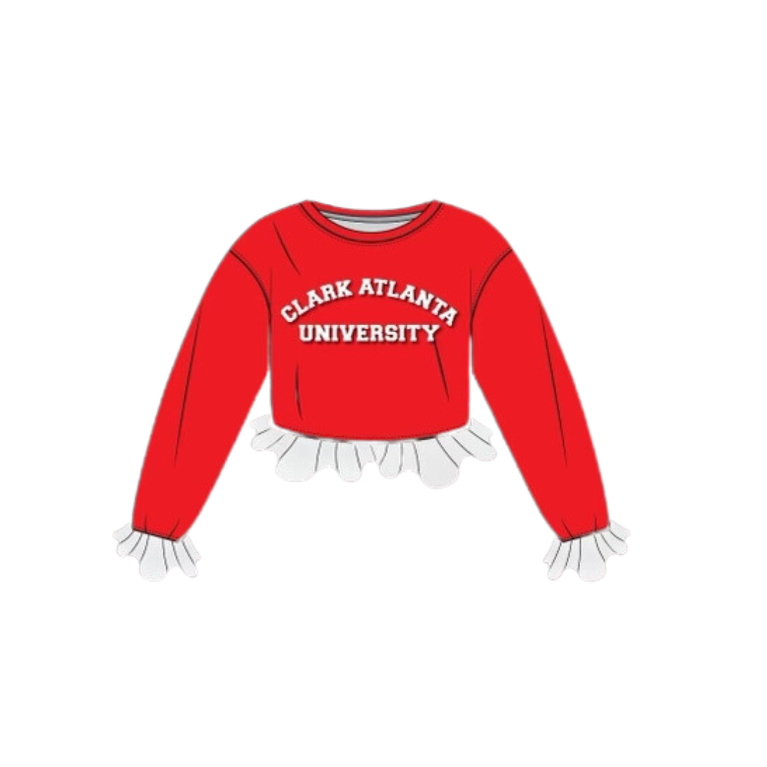 Clark Atlanta University Crochet Crop - Red/Cream