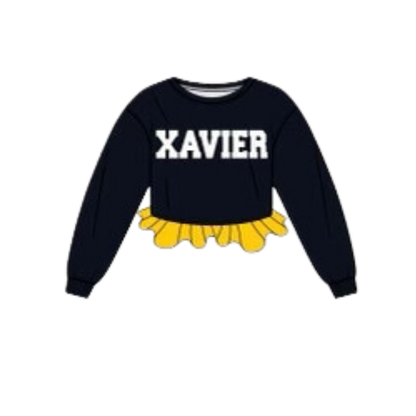 Xavier University Crochet Crop - Black/Yellow