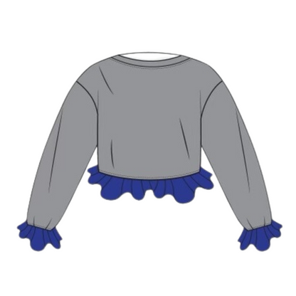 Hampton Crochet Crop - Grey/Blue