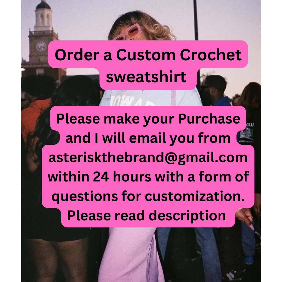 Custom Crochet Cropped Sweatshirt (Please read description)