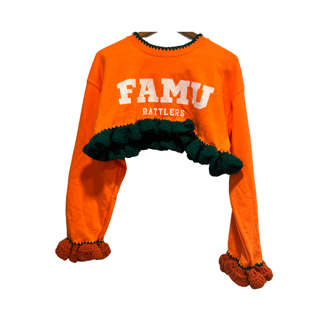 FAMU Crochet Crop (Orange) with Ruffles